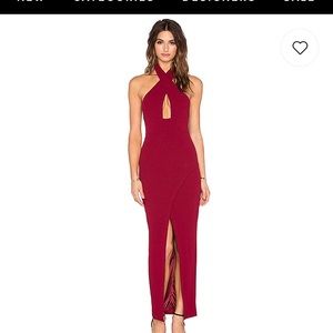 Wine colored front cross maxi dress in size XS